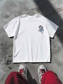 Camiseta Gráfica Casual UNC Tar Heels, Doble Impresión, 100% Algodón, Diseño de Mascota Azul y Blanco - Blanco - Ver 2