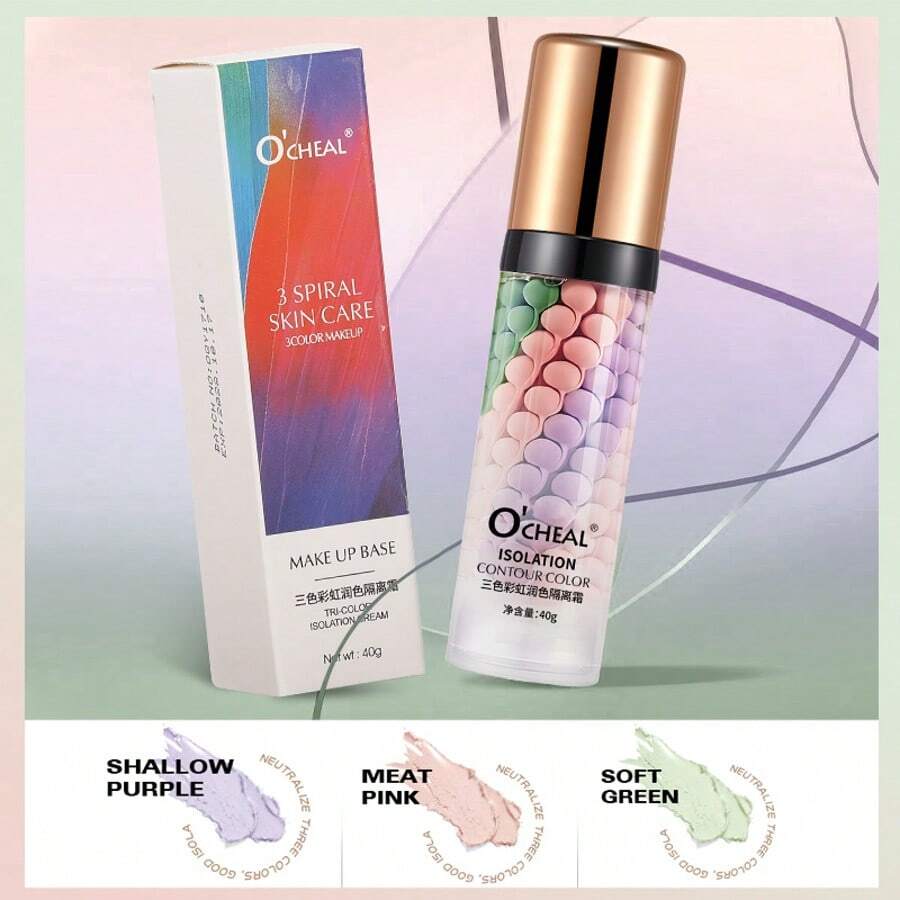 3-Color Rainbow Isolating Cream, Hydrating, Lightweight And Skin-Friendly, Nourishing Skin Concealing Primer, Naturally Corrects Skin Tone, Evenly Brightens Complexion - Multicolor - View 1