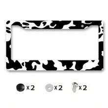 2pc Premium Car Exterior Accessories Easy Installation License Plate Frame Suitable For Standard Canadian Vehicles Car Decorations Fit Metal License Plate Frame Cover With Black & White Camo Pattern - Matte Military Vehicle Accessory, Outdoor Car Decoration For Camo Day Events, Compatible For Military Appreciation Day (Plate Not Included) - A - View 1