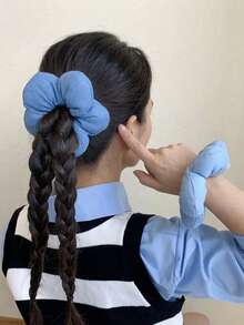 1pc Girls Cute Bun Flower Hair Tie Ponytail 3D Flower Hair Accessory - Multicolor - View 4