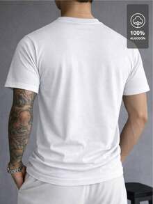 Camiseta Gráfica de Hombre de Tejido Grueso - Suave y transpirable, diseño de talla grande con cara de oso y gafas elegantes, camiseta casual gris claro adecuada para uso diario y formal - Lavable a máquina, un elemento esencial para el verano, diseño divertido, tela cómoda, camiseta de manga corta, ropa de moda, talla grande. - Blanco - Ver 3