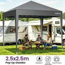 LOEFME Pavilion 2.5x2.5m Blue/Grey Waterproof With/With Side Panels And Windows & UV Protection Party Tent For Garden, Party, Wedding & Market Stall - Grau - 查看 1