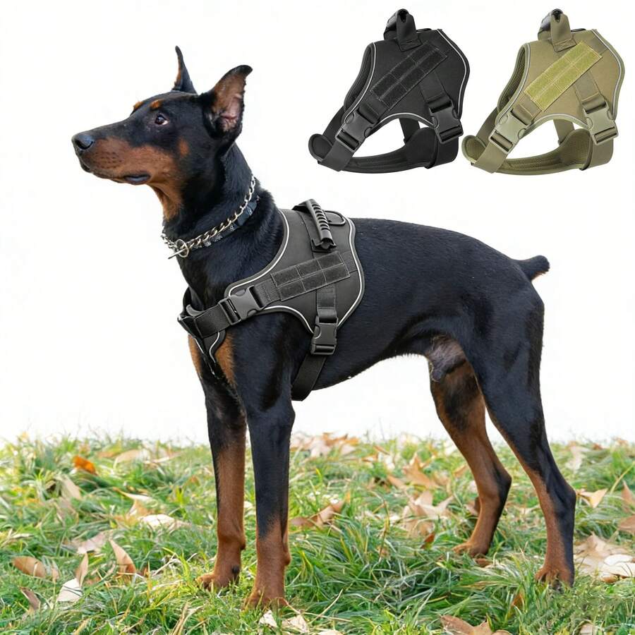 中大型犬用戰術狗背心胸帶,防拉設計,智能貼身反光寵物牽狗訓練背心,附手柄狗衣 - 彩色 - 查看 1