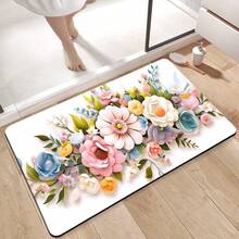 [Popular Choice] 1 Piece, Home Decor, Bathroom Mat, Bathroom Non-Slip Mat, Kitchen Decor, Kitchen Mat, Doormat, Colorful Floral Pattern Mat, Bohemian Style Mat, Soft And Comfortable, Relieves Fatigue. - Flower - View 5