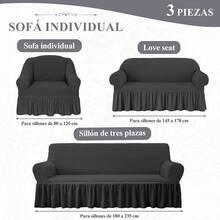 3-Piece Stretch Sofa Cover Set For Living Room. Sofa Cover. Stretch Sofa Cover Set For 1+2+3 Seater Sofas, Soft And Non-Slip Fabric, Stain-Resistant And Wear-Resistant Protector, Easy To Install And Washable, Elastic With Seersucker Skirt To Protect The Sofa From Cat Scratches, Ideal For Decorating The Living Room, Office, Or Bedroom. Local Warehouse. - 杏色 - 查看 7