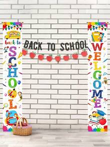 2pcs-70in*11in Welcome Back To School Decorations-Back To School Porch Sign First Day Of School Hanging Banners Flags Sign Backdrop Welcome Or Ready To Learn Porch Sign For Kindergarten Pre-School Primary High - Multicolor - View 7