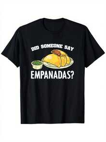 Camiseta con estampado gráfico|| Camiseta Unisex de Cuello Redondo y Manga Corta|| Diseños divertidos con temática de comida, adecuados tanto para hombres como para mujeres. - Negro - Ver 6