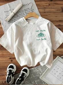 Summer Outfit For Women - Summer Tops: Graphic Print T-Shirt, Short-Sleeved Casual Top With Round Neck For Summer & Spring, Women's Clothing, Cotton T-Shirt, Women's T-Shirt - 白色 - 查看 3