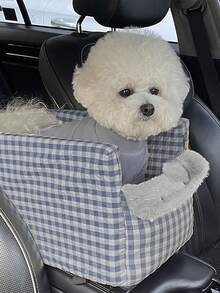 1pc Pet Car Seat For Dog And Cat, Center Console Dog Booster Seat With Protection Seat Belt And Soft Cushion - Multicolor - View 4