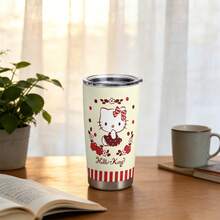 Miniso Sanrio Hello Kitty Floral Apple 20oz Insulated Tumbler, Stainless Steel Vacuum Insulated Car Cup With Lid, Reusable Travel Mug For Hot & Cold Drinks, - Multicolor - View 1