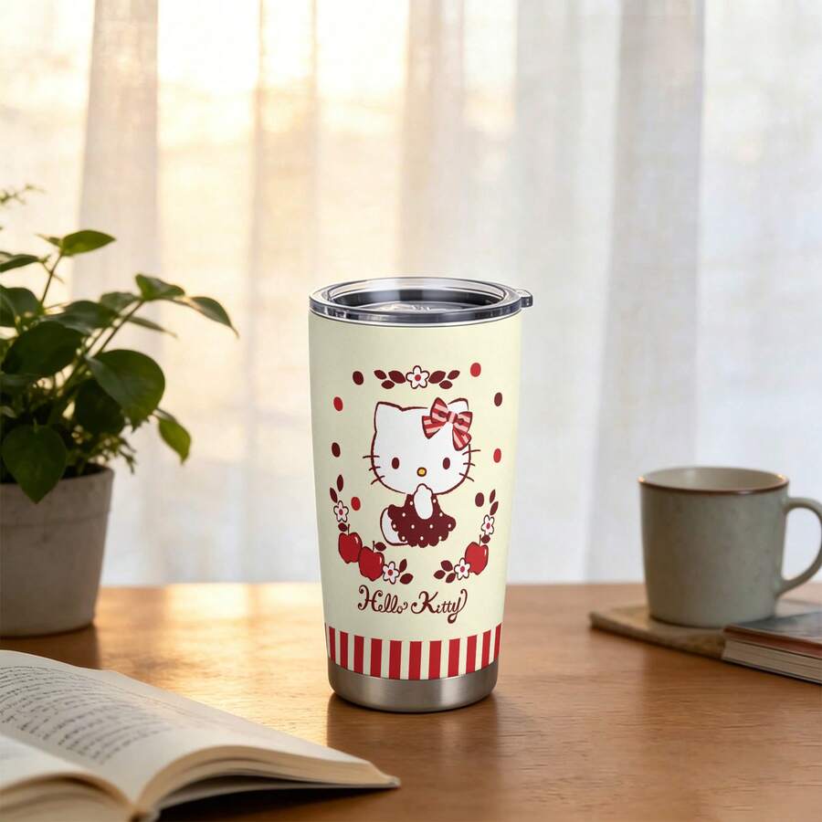 Miniso Sanrio Hello Kitty Floral Apple 20oz Insulated Tumbler, Stainless Steel Vacuum Insulated Car Cup With Lid, Reusable Travel Mug For Hot & Cold Drinks, - Multicolor - View 1