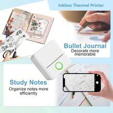 Mini Printer, Portable Inkless Printer With 10 Rolls Thermal Paper, Small Pocket Printer For Pictures, Photos, Journals, DIY, Home & Office Use - Multicolor - View 11