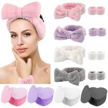 Diadema de SPA con 30 esponjas faciales de compresión con forma de corazón - Conjunto de diadema y almohadillas faciales de cuidado de la piel para damas - Diadema de maquillaje de terciopelo suave y esponjoso para limpieza facial, masaje y desmaquillado - Multicolor - Ver 1
