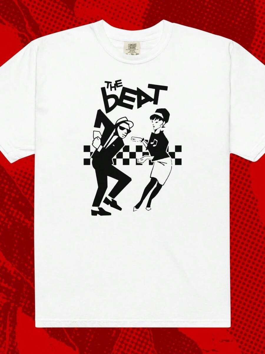 The English Beat Dancers-tröjan | Ska 2 Tone Specials Madness General Public Selecterhaut sommar, t-shirt, dam-t-shirt, damtopp, sport, festkläder, semesterkläder, utomhuslek, street style, trendigt mode, perfekt för fester och familjesemester, vardagskläder. - Vitt - Visa 1