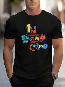 Men's Casual Short Sleeve T-Shirt For Halloween, 1 Piece, 100% Pure Cotton - Comfortable, Soft And Attractive Round Neck - Unisex Loose Fit Cotton Short Sleeve T-Shirt In Urban Vintage Style With Round Neck. - 黑色 - 查看 6