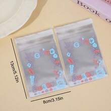 50/100pcs,Doodle Rabbit Self-Adhesive Packaging Bag, Suitable For Reusable Sealed Bags For Handmade Jewelry Packaging And Display - View 2
