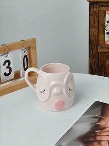 1 pieza Taza de café de cerámica con cara 3D linda, diseño divertido de ojos guiñando & gafas, taza de novedad con lengua rosa hacia afuera, regalo creativo y estético único para amantes del café - Multicolor - Ver 9