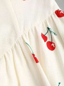 Vestido largo de mujer con estampado de flores de cerezo, tela texturizada, detalle de lazo, vestido de princesa dulce para vacaciones de primavera, picnic, fiesta, vestido con tirantes contrastantes anudados en el hombro y cintura en línea A para el verano - Multicolor - Ver 5