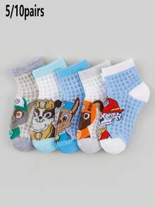 5/10 Pairs Paw Patrol Kids Breathable Mesh Cartoon Socks, Suitable For Boys And Girls, Spring/Summer, Size 2-14 Years - Multicolor - View 1