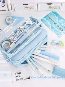 1 chiếc cặp đựng văn phòng phẩm đa năng, kích thước lớn, thời trang, phù hợp cho học sinh cả nam và nữ sử dụng tại trường. - Nhiều màu - Xem 3