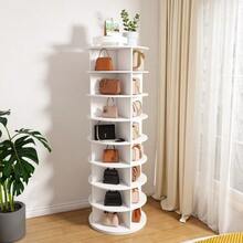 7-Tier Rotating Shoe Tower – 360° Rotating Shoe Rack, Freestanding, Space-Saving For Up To 28 Pairs Of Shoes, High Base For Boots, White (60 * 60 * 184 Cm) - White 1pc - View 3