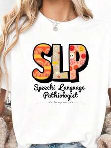 Speech-Language Pathologist (SLP) T-Shirt, Gifts For SLP, Sign Language T-Shirt, Speech-Language Pathologist T-Shirt, Gift For Speech-Language Pathologist, Language Pathology, Pure Cotton SLP T-Shirt - 白色2 - 查看 7