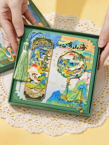 中式金属书签礼盒，高品质学生纪念品，考试祝福，镂空浮雕工艺带流苏吊坠 - 1 Set - 查看 10