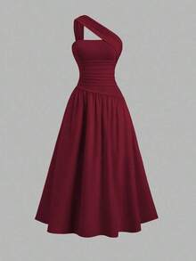 Vestido bandeau ajustado con hombros oblicuos para mujer - Color caoba - Ver 12