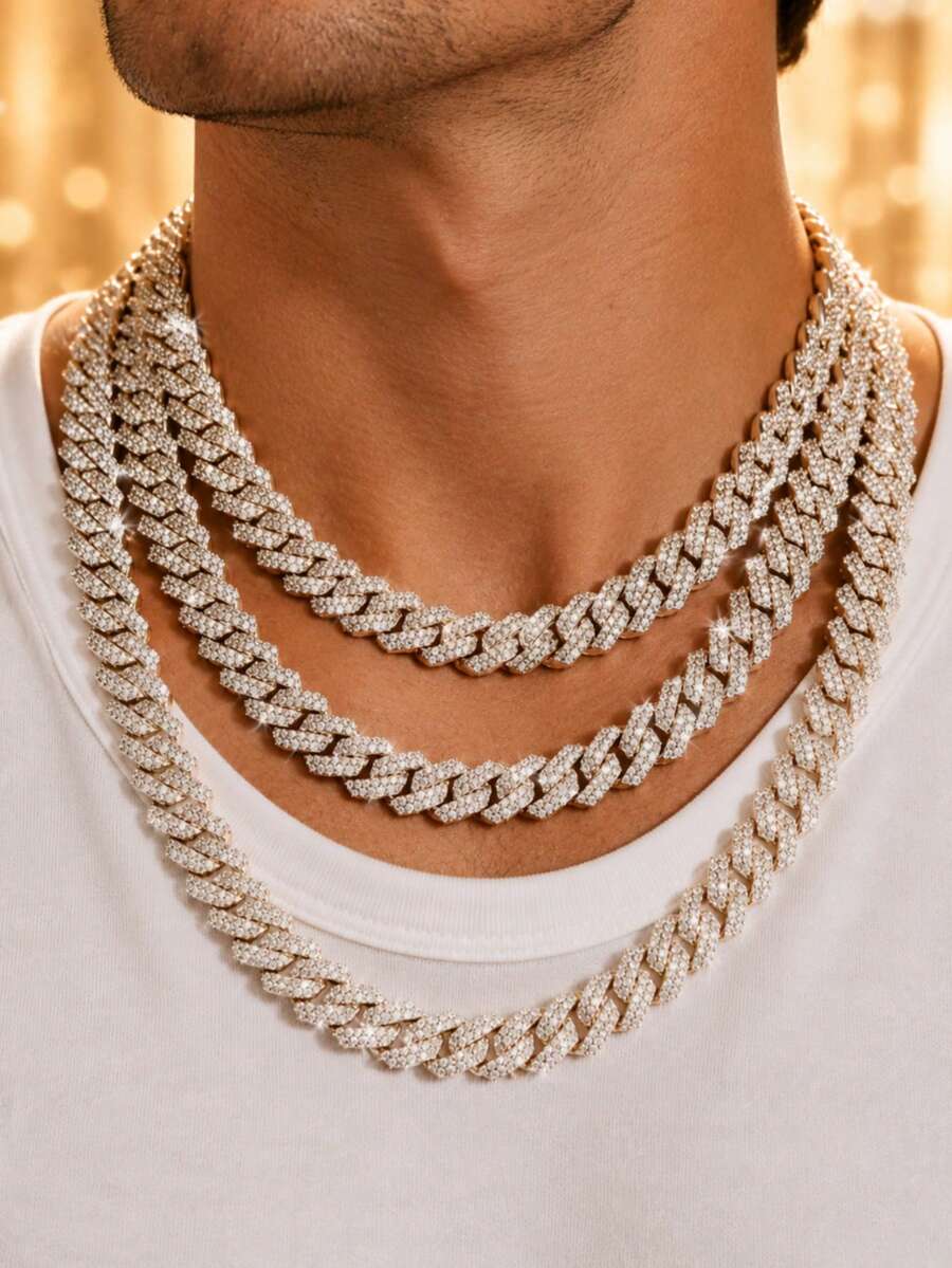 1pc Women's Versatile All-Match Bling Chain Punk Necklace, Adjustable Size Layering Design