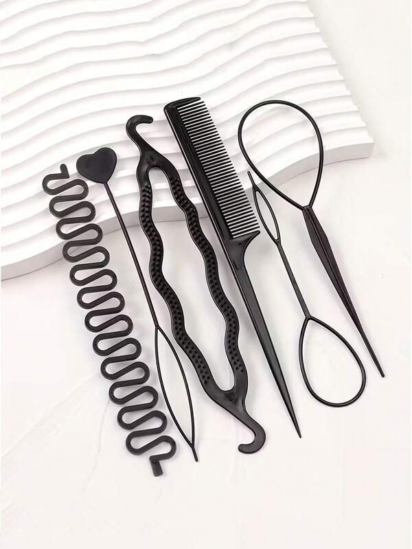 Bộ 6 món dụng cụ tạo kiểu tóc đơn giản cho bé gái, phụ kiện tóc, kẹp tóc, dụng cụ búi tóc, lược, dụng cụ tạo kiểu tóc, kẹp tết tóc không gây hư hại, quà tặng ngày lễ.