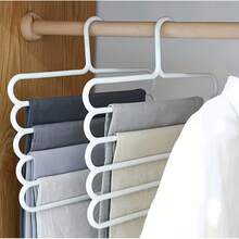 Dieser multifunktionale, dreiteilige Kleiderständer aus Kunststoff mit 5 Ebenen ist rutschfest, platzsparend und ermöglicht die Aufbewahrung von Hosen, Schals und anderen Kleidungsstücken. Es ist das perfekte Weihnachtsgeschenk. - Weiss - Übersicht 4