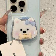 Cute Puppy Airbag Holder, Blue Butterfly Bone Decorated Acrylic Phone Holder, Kawaii Girly Series Accessories, Slouchy Person Holder, Magnetic Phone Grip - Multicolor - View 1