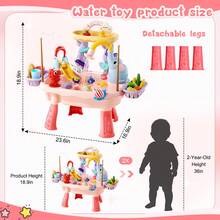 2026 Upgraded Water Play Table With Pump,6-In-1 Double-Layer Toddler Sensory Play Set,Water Table Toy For Kids 3+Years - Pink - View 4