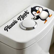 1/4 Set Funny Animal "Flush" Toilet Tank Stickers, Removable Self-Adhesive Waterproof PVC Decorative Decals, Suitable For Bathroom And Home Decor Accessories - Toilet Stickers - View 1