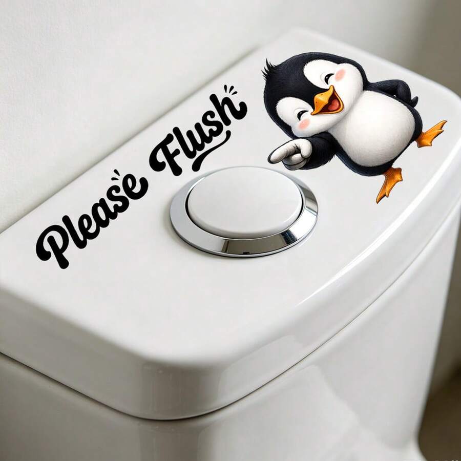 1/4 Set Funny Animal "Flush" Toilet Tank Stickers, Removable Self-Adhesive Waterproof PVC Decorative Decals, Suitable For Bathroom And Home Decor Accessories - Toilet Stickers - View 1