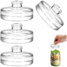 4pcs/2pcs Kitchen Fermentation Glass Weights With Easy-Grip Handle, Clear Glass Weights For Wide Mouth Mason Jars, Fermentation Tool Kit For Pickles, Sauerkraut. Holiday Special. - View 8