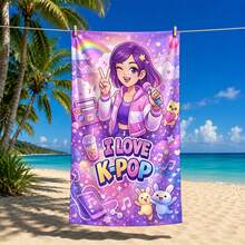 1 buah Handuk Pantai Bergambar Kartun Gadis K-POP, Cepat Kering dan Mudah Dibawa, Cocok untuk Pantai, Berenang, Olahraga Luar Ruangan, Rekreasi Musim Panas, Pesta Tema, dan Acara Lainnya - MultiWarna - View 11