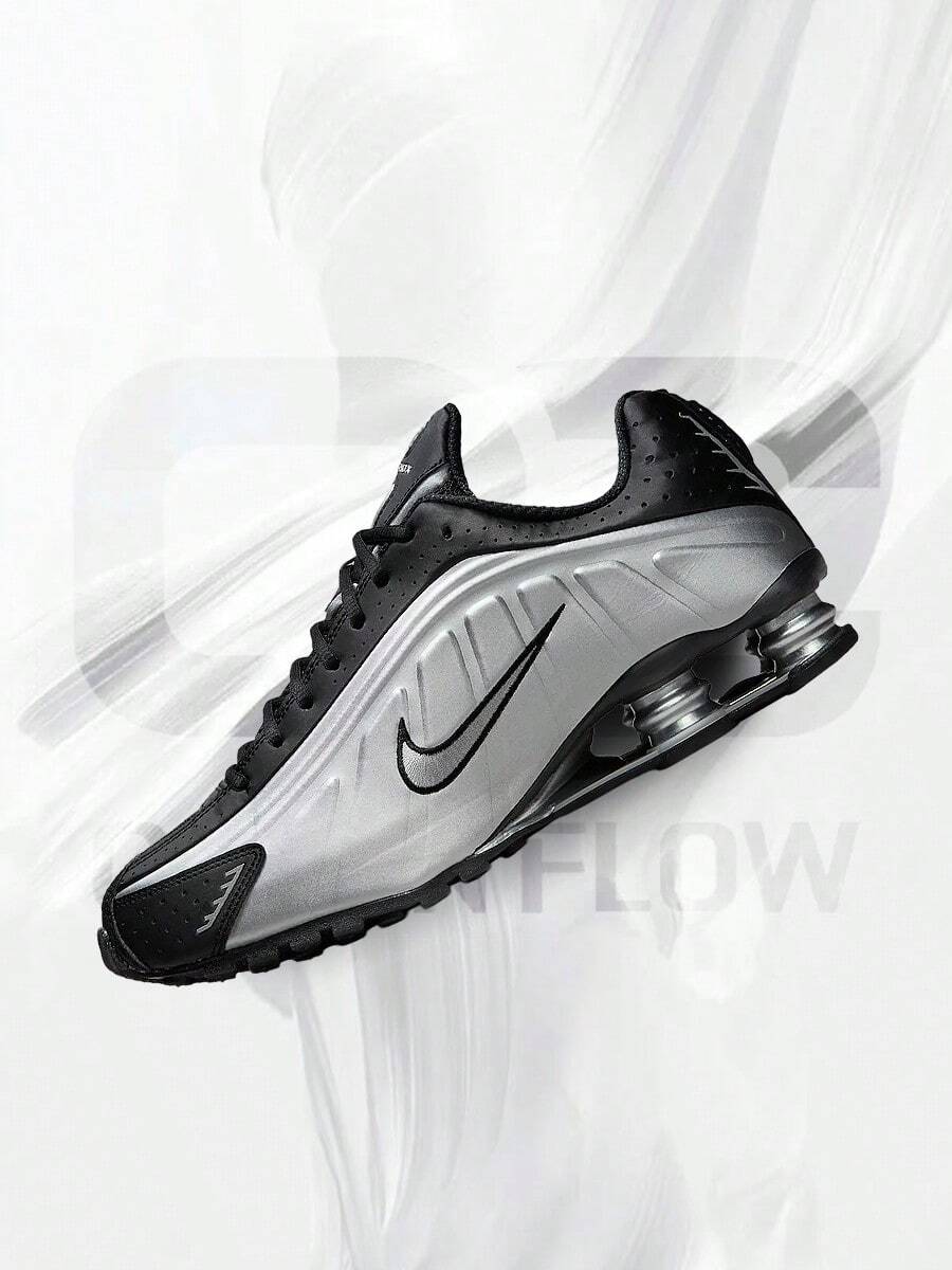 Nike Shox R4 Metallic Silver – Men's Lifestyle Sneakers – Shoes For Man -Vintage-Spring & Summer-Inspired Running Shoes, Shock-Absorbing Comfort, Gym To Streetwear Casual Wear-Mother's Day Gifts-Father's Day Gift-HQ1988 007 - 金屬銀/黑/金屬銀/金屬銀 - 查看 1