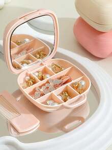 1 hộp đựng trang sức mini cầm tay có gương, trang trí nơ dễ thương, tích hợp lược nhỏ tiện dụng, có 4 màu với nơ bạc trang trí, phù hợp đựng bông tai, dây chuyền, nhẫn, phụ kiện tóc, thuốc, quà tặng tuyệt vời cho bạn gái, Ngày của Mẹ, Ngày Lễ Tình Nhân, Ngày Nhà Giáo, Giáng Sinh, Sinh Nhật - Nhiều màu - Xem 7