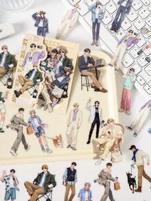 30入時尚動漫男孩貼紙組，優雅休閒防水貼紙，適用於剪貼簿、日記、DIY裝飾與學校用品 - RQYJ - 查看 4