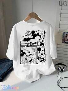 Mickey & Co. Offers T-Shirts Featuring Mickey Mouse And His Friends. This Officially Licensed Disney Women's T-Shirt With Double-Sided Prints Is Perfect For Everyday Wear In Spring And Summer, Making It An Ideal Gift Option. - trắng - Xem 2