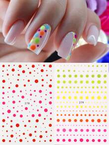 Colorful Noen Round Dot Nail Art Sticker Summer Gradient Bohemian Style Pattern Nail Decals Charming Nail Art For Women DIY Nail Decorations Manicure Supplies - Multicolor - View 12