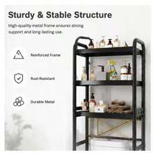 3-Tier Over The Toilet Storage Shelf, Black Freestanding Bathroom Organizer Rack, Space-Saving Toilet Caddy For Towels And Toiletries - Black - View 4