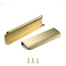 2-10入 金色邊緣手指拉手 120mm/4.72" 廚房櫥櫃拉手把手 抽屜拉手 現代鋁合金隱藏式拉手 用於衣櫥門,拉絲黃銅 (有色差) - A - 查看 12