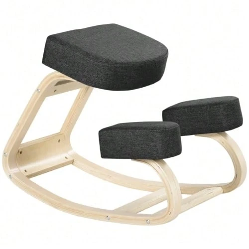 Kneeling Chair, Ergonomic Stool, Upholstered Stool For Healthy Posture, Birch Wood, 120 Kg Load Capacity, Black - 黑色 - 查看 1