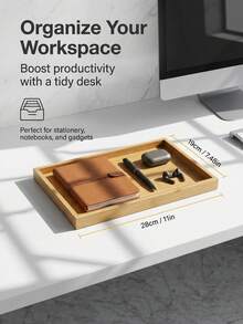 1 Khay tre hình chữ nhật đa năng - Dễ dàng dùng để bày biện, trang điểm, sắp xếp đồ dùng trong phòng tắm. - màu nâu - Xem 3