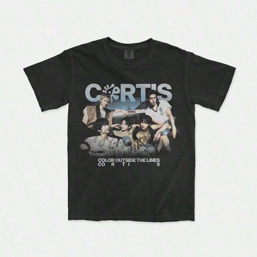 Summer TopsCORTISd Vintage 90s Bootleg Graphic T Shirt, Korean Boy Band Inspired Merch, Gift For Fan, Conce100%Cotton Black Top - Black 2 - View 1