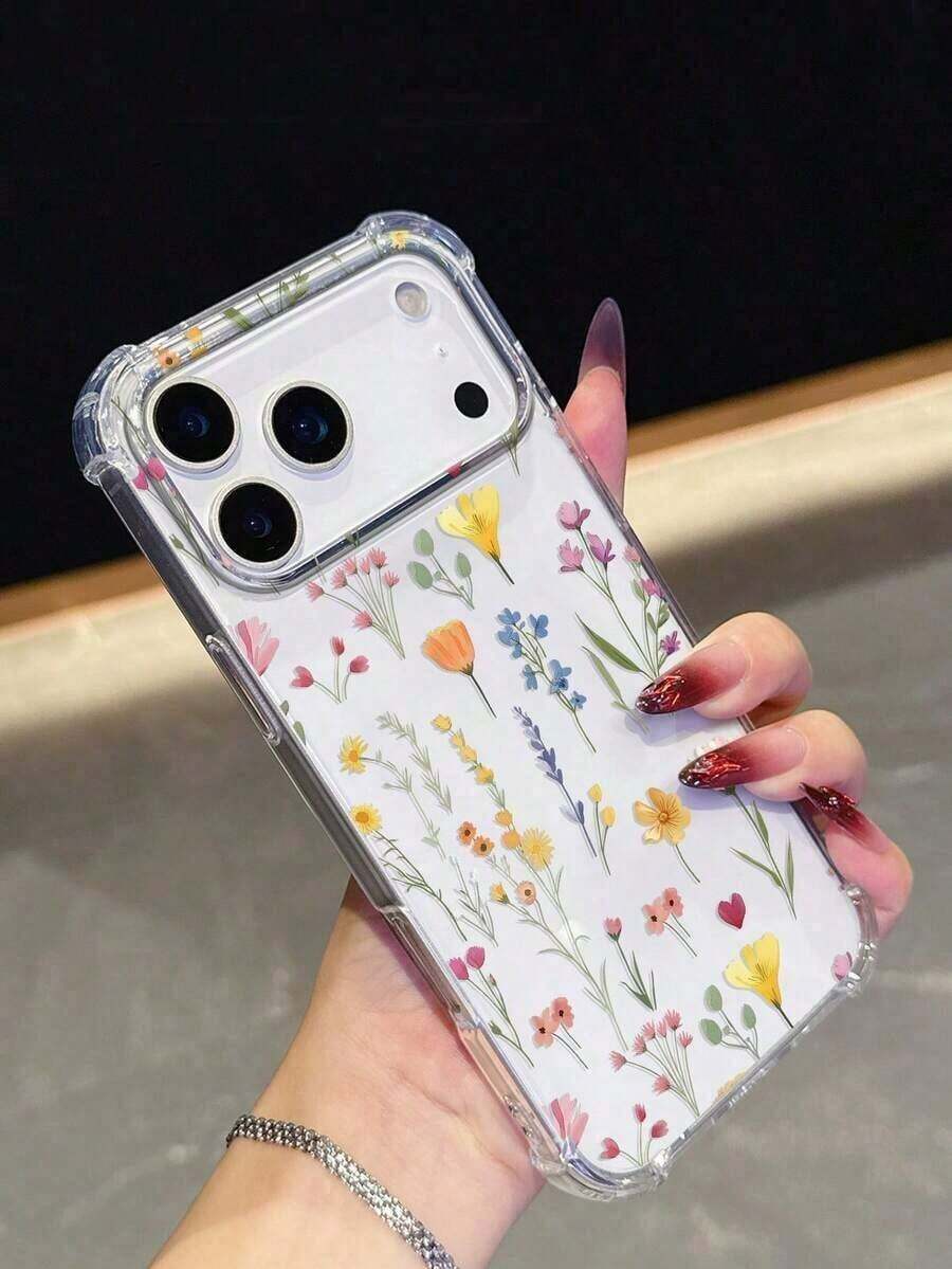 1 Piece "Ditsy Floral" Colorful Flower Phone Case | Clear Anti-Drop Protective Cover - Compatible With IPhone 17 Pro Max, Galaxy A57/S26/S24/S25 Plus/S23 Ultra/A16/A35/A25/A55, Pixel 9 Pro, Pixel 8, Pixel 7, G85, Hot 50 Pro+ - Cool, Suitable As A Gift For Friends And Personal Use - 款式 1(1 件) - 查看 1