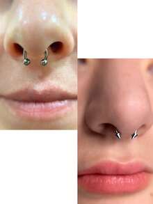 4/8/16 piezas Anillos de septum de acero inoxidable, bolas roscadas de repuesto, aretes de herradura, aros de cartílago, anillos de labio, joyería de perforación corporal - Plateado - Ver 5