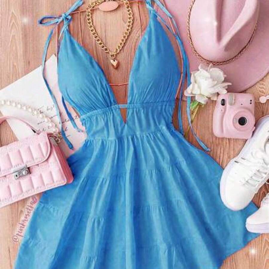 Women Midi Dresses - 藍色的 - 查看 1